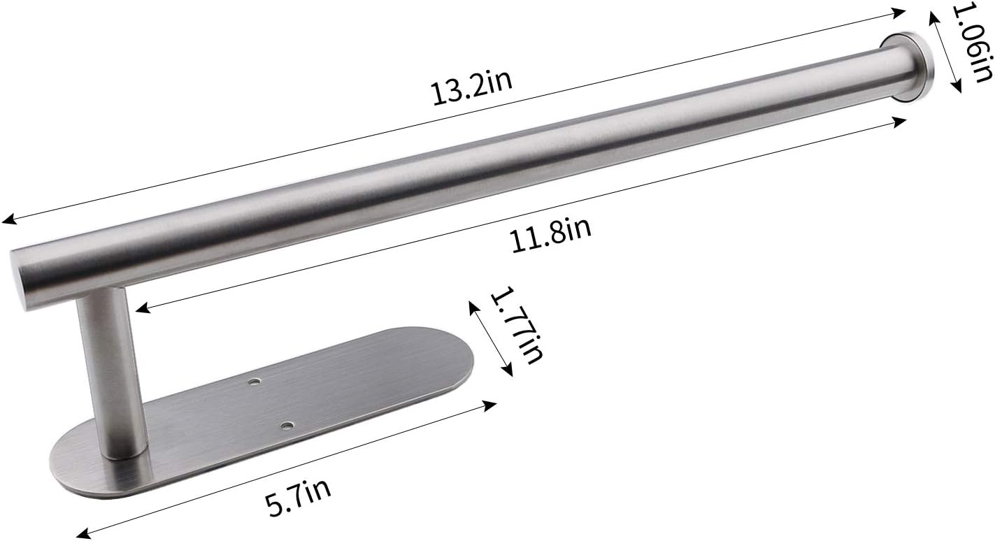 Stainless Steel Paper Towel Holder – Self-Adhesive or Screw Mount, Under Cabinet Design