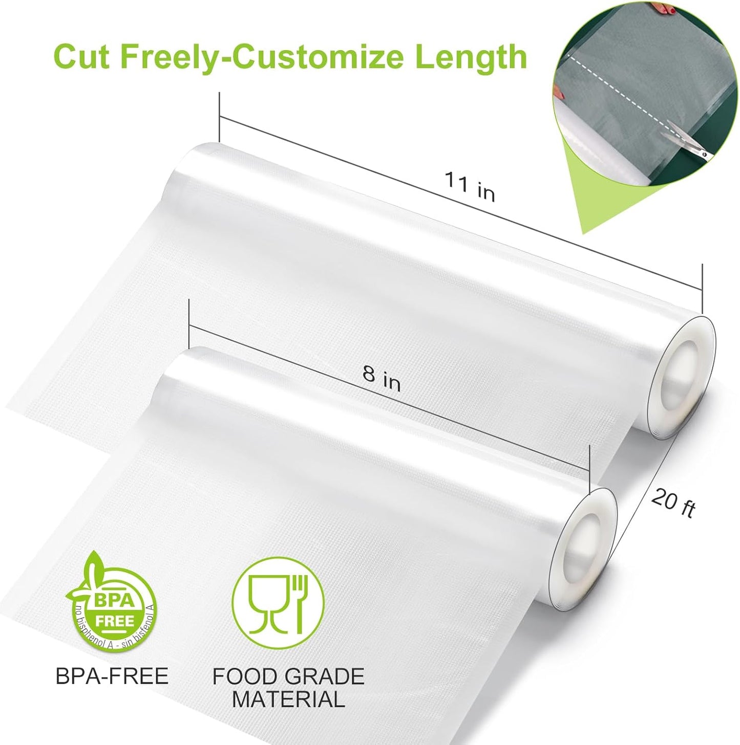 Bonsenkitchen Vacuum Sealer Bags – 6 Rolls, BPA-Free, for Storage & Sous Vide (VB3211)