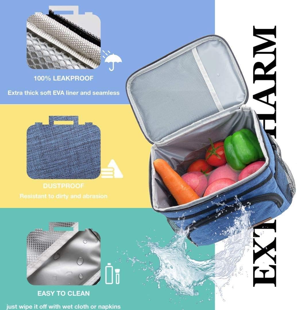 ExtraCharm Insulated Lunch Bag – Leakproof & Reusable Cooler Tote with Strap for Adults (Black)
