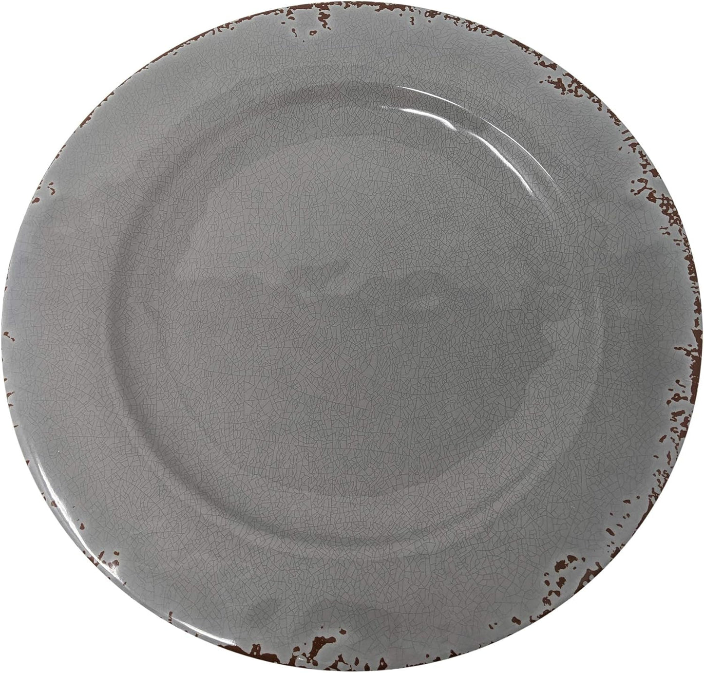 Gianna's Home 12PC Rustic Farmhouse Melamine Dinnerware Set - Service for 4, Gray Plates